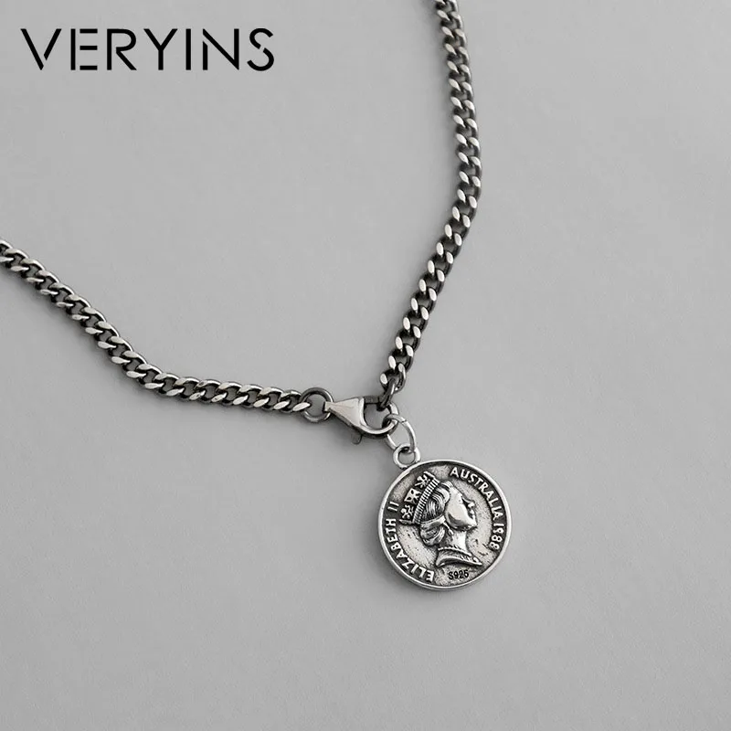 

Veryins Vantage Style Sterling S925 Silver Pendant Necklace To Retore Ancient Elizabeth Pedant Necklace for Women Gift
