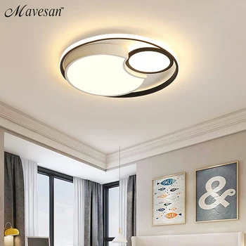 

Round Acrylic Led Celling Lighting For Living Study Bedroom White and Black Painted Luminaria Lampadario
