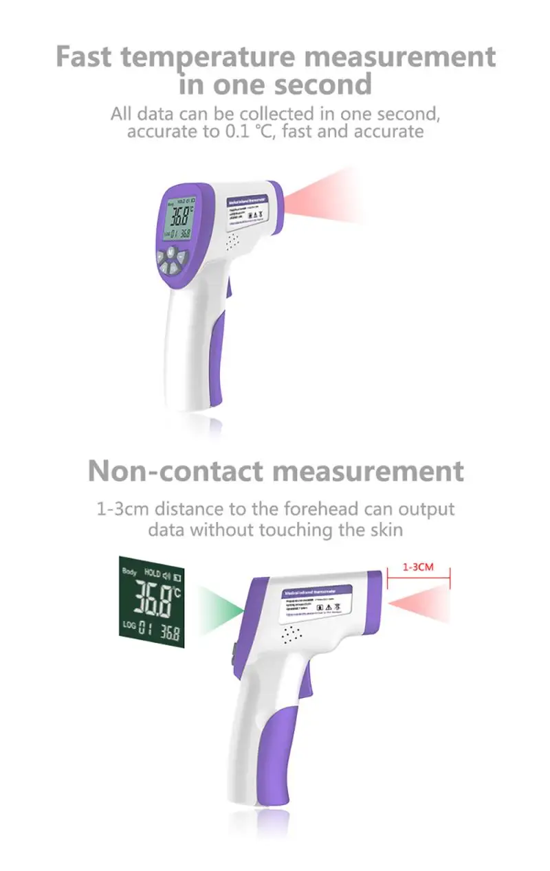 

1pcs LCD IR Infrared Digital Forehead Thermometer Non-Contact Baby&Adult temperature Detector Body Health Toiletry Kits TSLM1