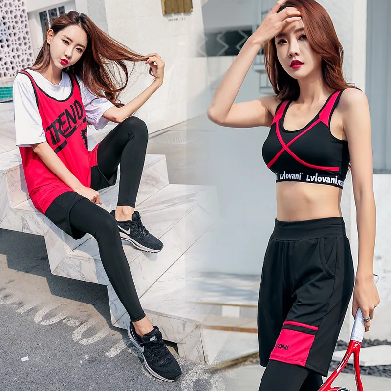 

Yoga Clothes Women's Korean-style Loose And Plus-sized Slimming Short Sleeve Quick Drying Clothes Gym Running Sports Set