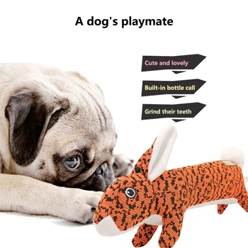 

Pet Toy Dog Squeaky Chewing Molars Bite Snoring Sound Toy Flying Woven Strip Rabbit Dog Teeth Cleaning Non-toxic Interactive Toy