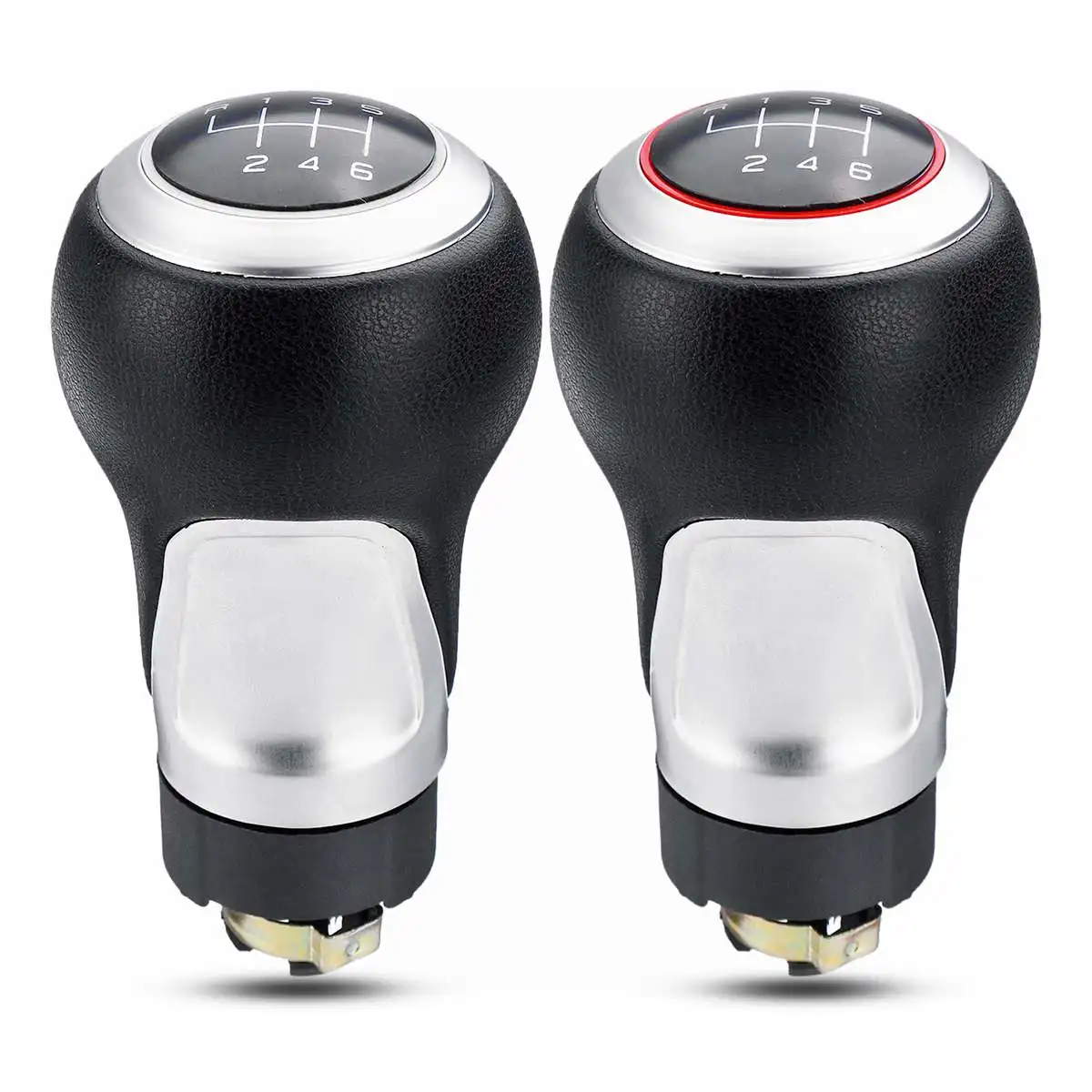 Рычаг переключения передач из искусственной кожи черный хром 6 скоростей для Audi