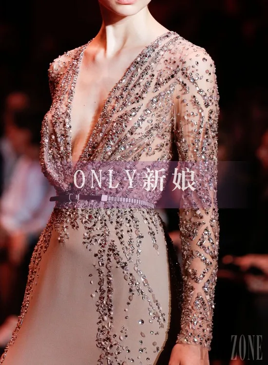 Хаки Дизайн vestido de noiva Формальное роскошное стильное платье с длинным рукавом и кристаллами элегантные вечерние платья платье для матери невесты - Цвет: Хаки