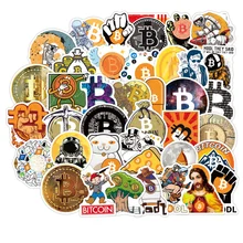 

50pcs Bitcoin Stickers for Notebooks Stationery Laptop Libretas Motorcycle Scrapbook Supplies Car Waterproof Sticker Kscraft