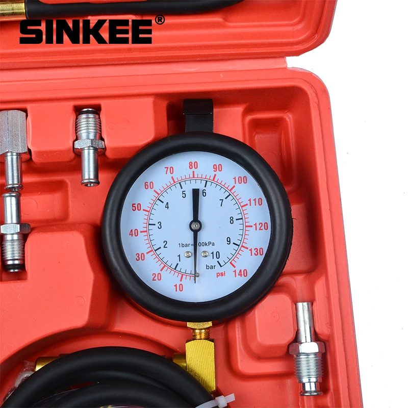 Fuel Injection Pump Injector Tester Test Pressure Gauge Gasoline Cars Trucks Kit