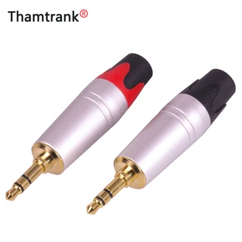 

1Pair/2Pcs Smooth Silver 3.5mm Jack 3 pole Earphone Plug Gold-plated Zinc Alloy Audio Connector with Black&Red Tail Plug