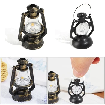 1:12 Mini Lantern Doll House Decor Scene Ornaments Miniature Oil Lamp Kids Pretend Play House Toy Dollhouse Accessories