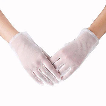

Lady Black Silk Short Gloves Lace Mesh Gauze Ultra Thin Vintage Elegant Women Opera Gloves Sexy Transparent Party Glove Hot Sale