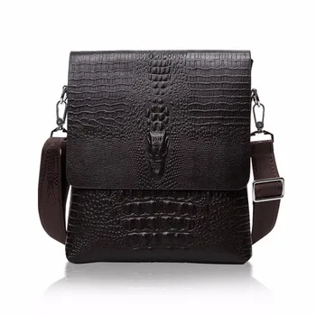 

Messenger Bag Mens Shoulder Mags For Men Crocodile Pattern Handbag Men's Crossbody Bags Genuine Leather Flap Zipper Bags
