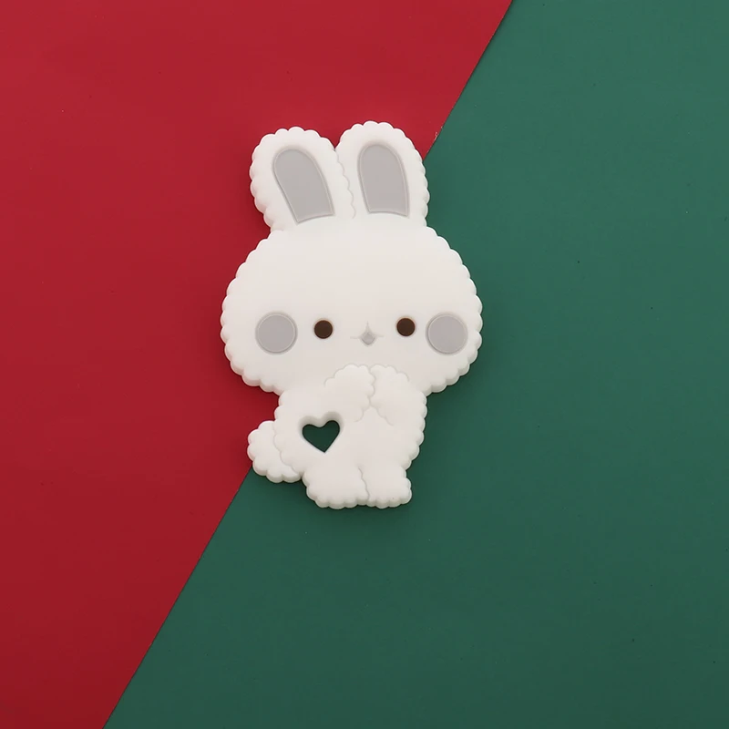 QHBC 10PC Baby Silicone Rabbit Teether Rodent BPA Free Infant Teething Pacifier Appease Chain Accessories DIY Nursing Shower Toy