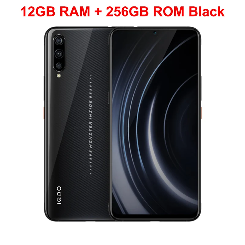 Vivo iQOO мобильный телефон 6,4" AMOLED 6G/8G/12G ram 128G/256G Восьмиядерный Snapdragon 855 Android 9 4000mAh NFC Смартфон - Цвет: Black 12GB 256GB