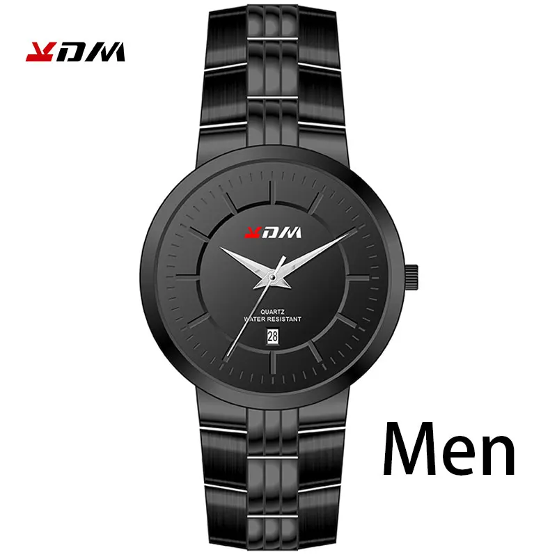 KDM парные часы модные Романтические повседневные наручные часы люксовый бренд полностью из нержавеющей стали Кварцевые водонепроницаемые часы Reloj Masculino - Цвет: B-W-B Men