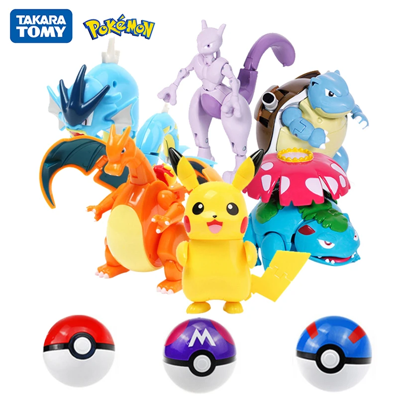 Takara Tomy Покемон мяч деформация персонаж игрушка Pokeball Pikachu Mewtwo экшн-кукла модель