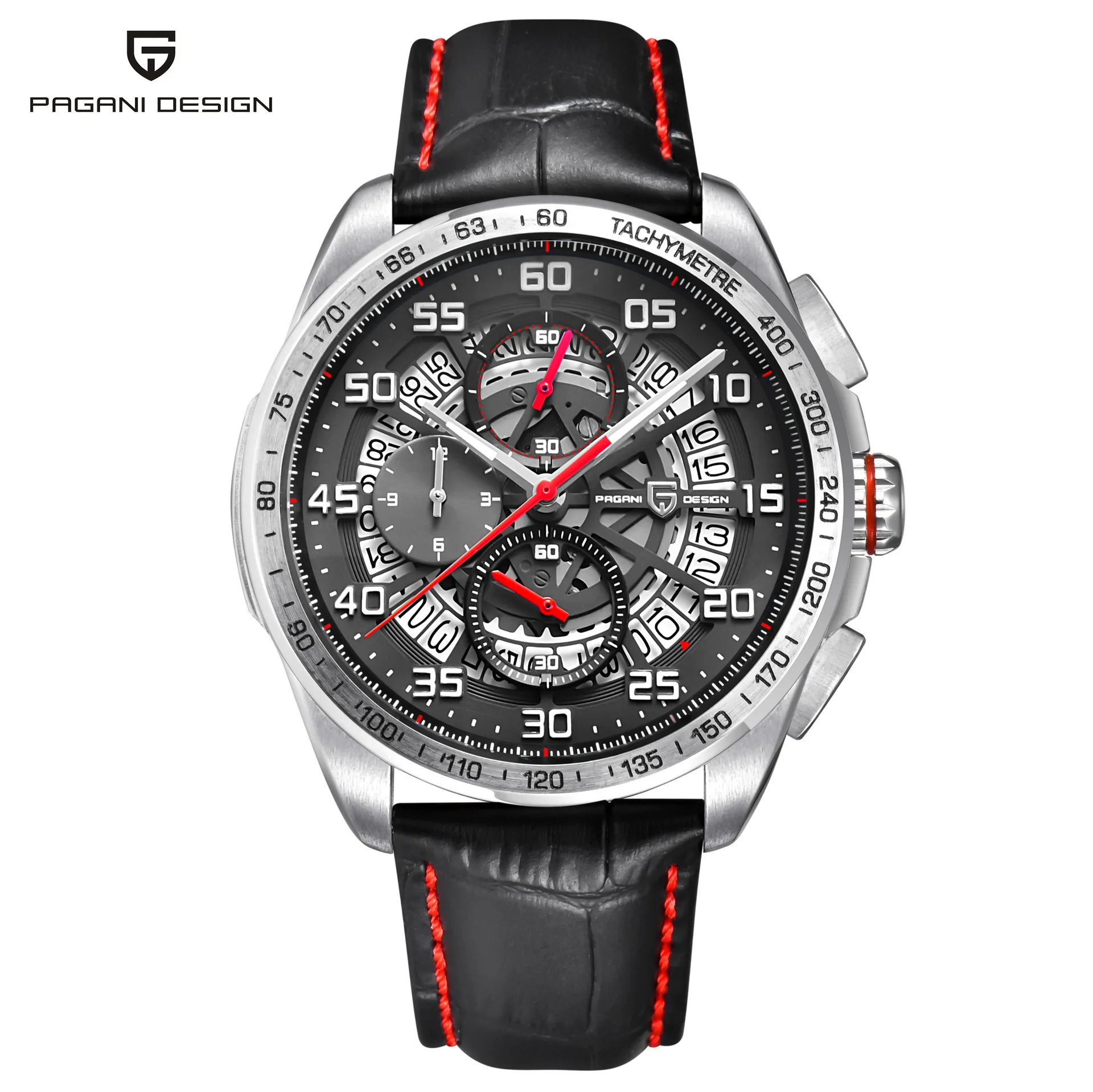 

Europe And America Large Plate Men's Hollow out Multi-functional Quartz Watch Machinery Design Style Three-Eyed Six Needle Watch