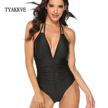 2020 Push Up One Piece Swimsuit Bikini Sexy Vintage Retro Ruched Tummy Control Plus Size Swimwear Women Monokini BathingSuit XXL