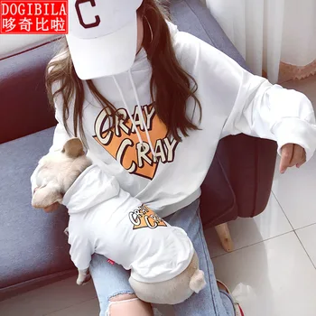 

1pcs Spring and Autumn Pet Parenting Teddy Cat Clothes Terry Cotton Hooded Letter Sweater Female Dog