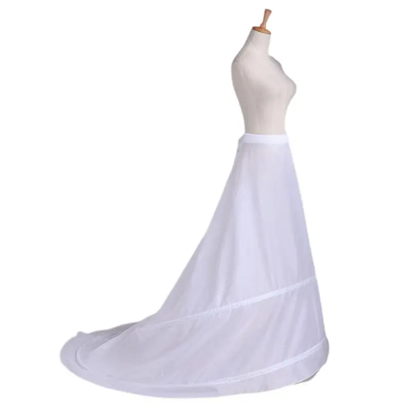 Bride Wedding Dress Trailing Skirt Petticoat Yarnless 2-hoops Elastic Waist Drawstring Adjustable Fishtail Slip Skirts E15E