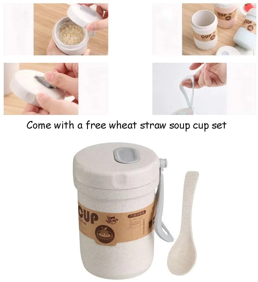 Bento Box Lunch Box Wheat Straw Leakproof Lunch Containers Microwave S_6