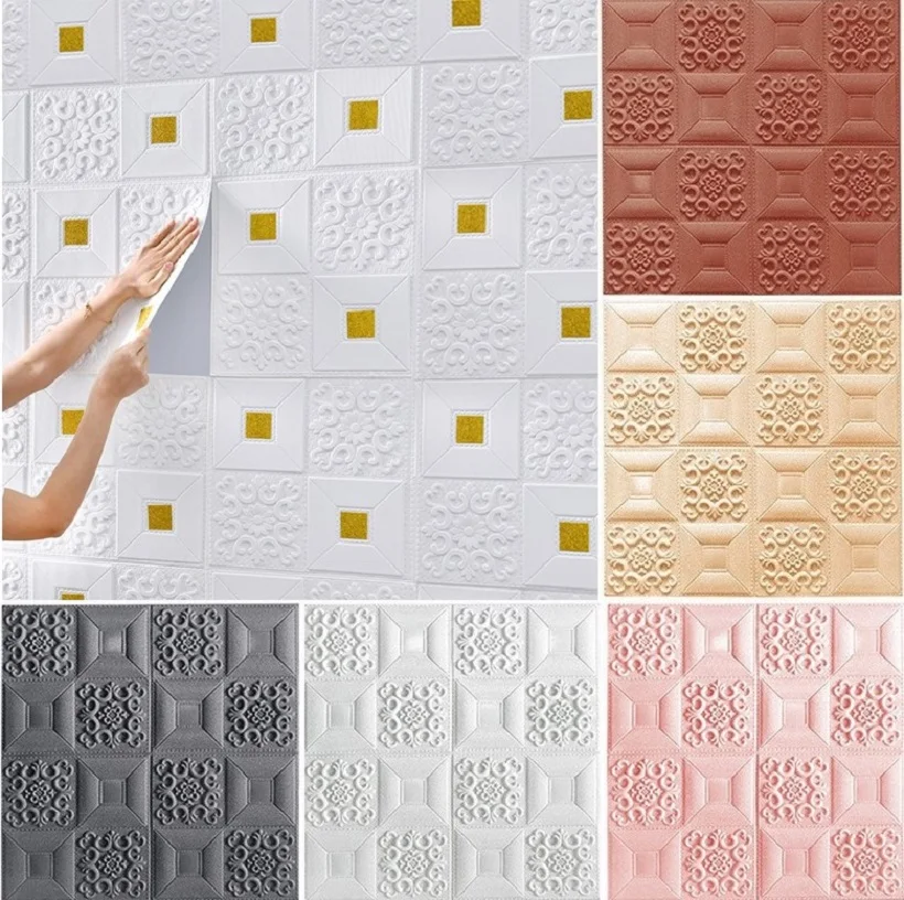 Decorative3DWallStickersSelfadhesiveWallpaperFoamPanelsHome