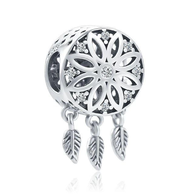 925 Sterling Silver Metal Bead Dream Catcher Flower Gold Charm fit Original Pendant  charms Silver 925 Bracelet DIY Women Jewelry