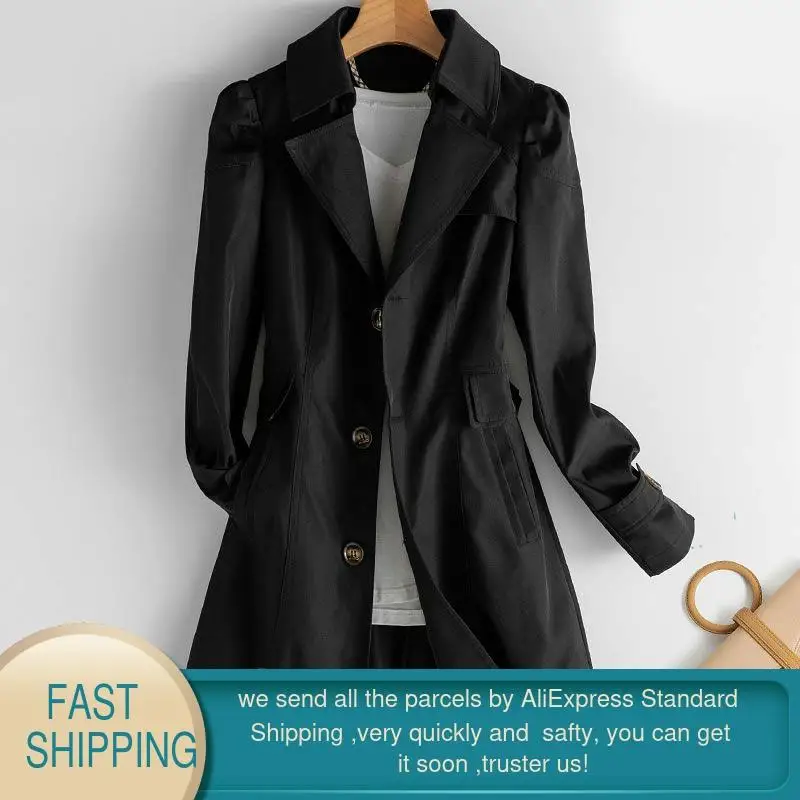 Весеннее длинное пальто для женщин тонкий однобортный Тренч женское офисное