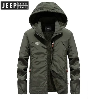 

JEEP SPIRIT New Brand Winter Jacket Men Casual Hooded Collar Wool Liner Thick Warm Windbreaker mens jackets and coats L-5XL