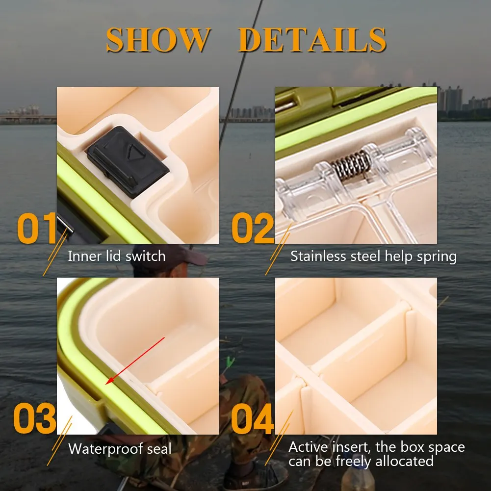 24 Slots 20CM Fishing Tackle Box 28 Grids Compartments 4Color Fish Lure Line Hook Fishing Tackle Fishing Accessories Box