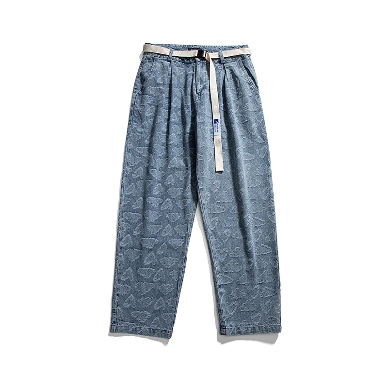 

2022 men's new casual full print tooling straight-leg jeans