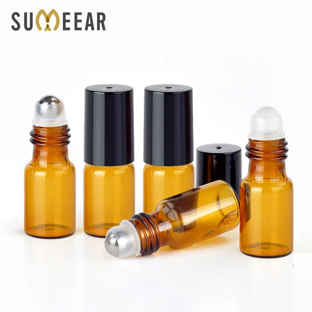$US $38.99 3ml Portable Amber Glass Roller Rollerball Essential Oil Bottles Mist Container Travel Refillable Bottle Brown Essential Bottle