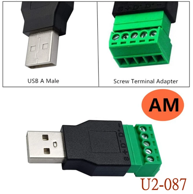 USB 2.0 Female B to Micro, Mini, Type-C Male Connector with Shield Terminal Bolt Screw - 5 Pin Female Adapter Cable (1ft) Description Image.This Product Can Be Found With The Tag Names Mini usb type b female socket 5 pin, Usb 20 mini b 5 pin female plug adapter, Usb adapter cable mini 5 pin female