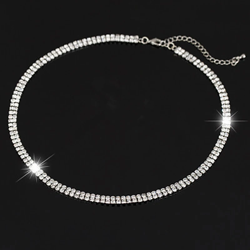 Goth Zircon Choker Necklace Rhinestone Crystal Collares Chain Statement Necklaces For Women Jewelry | Украшения и аксессуары
