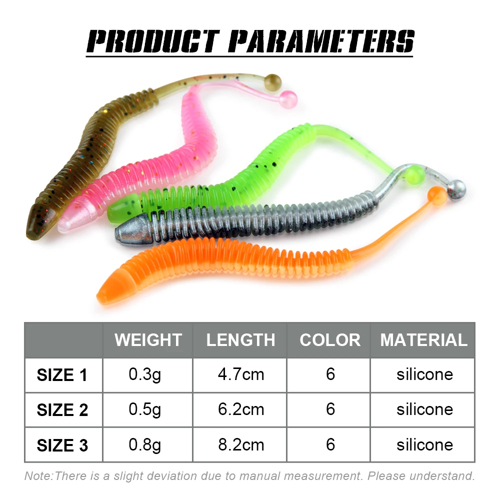 Spinpoler 10pcs Soft Fishing Lure 47mm/62mm/82mm Silicone Artificial Worm  Soft Bait Fish Wobblers Bass Carp Fishing Bait Tackle