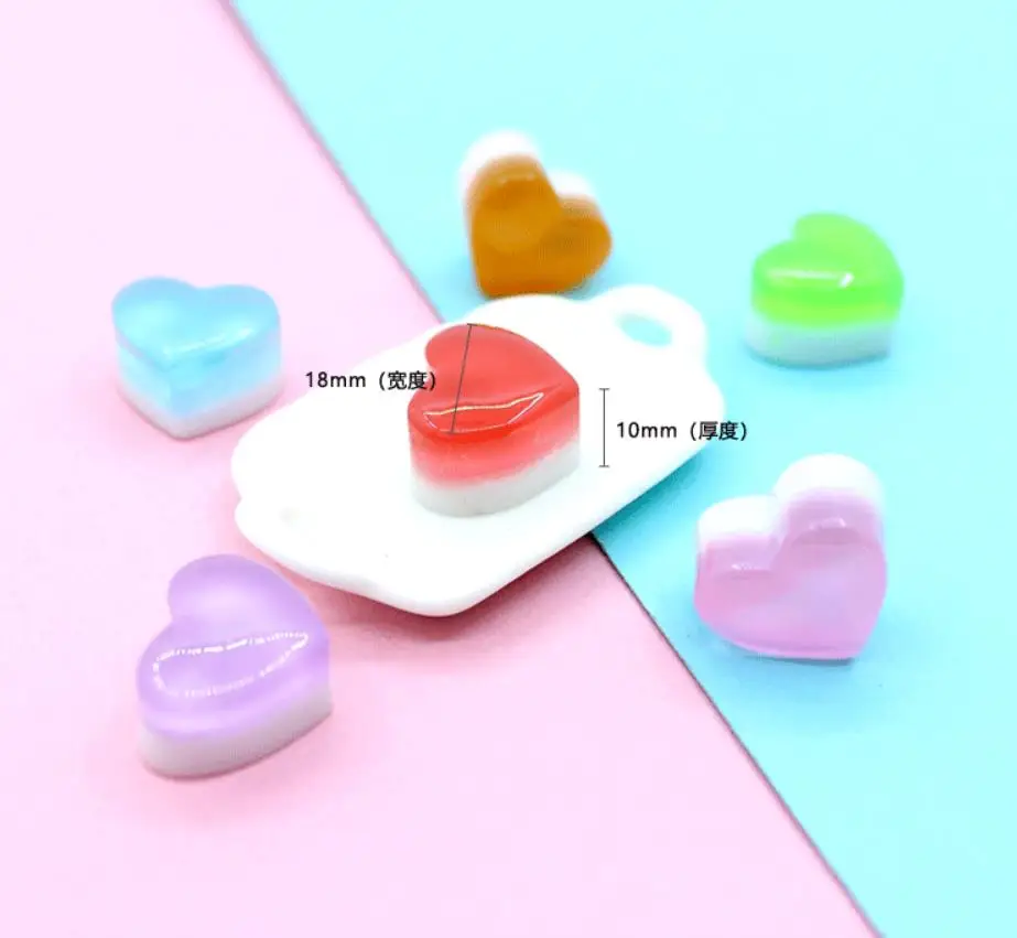 

Kawaii Flat Back Resin Cute DIY Heart Candy Slime Supplies Phone Case Decoration for Slime Filler Miniature Resin Cake Candy
