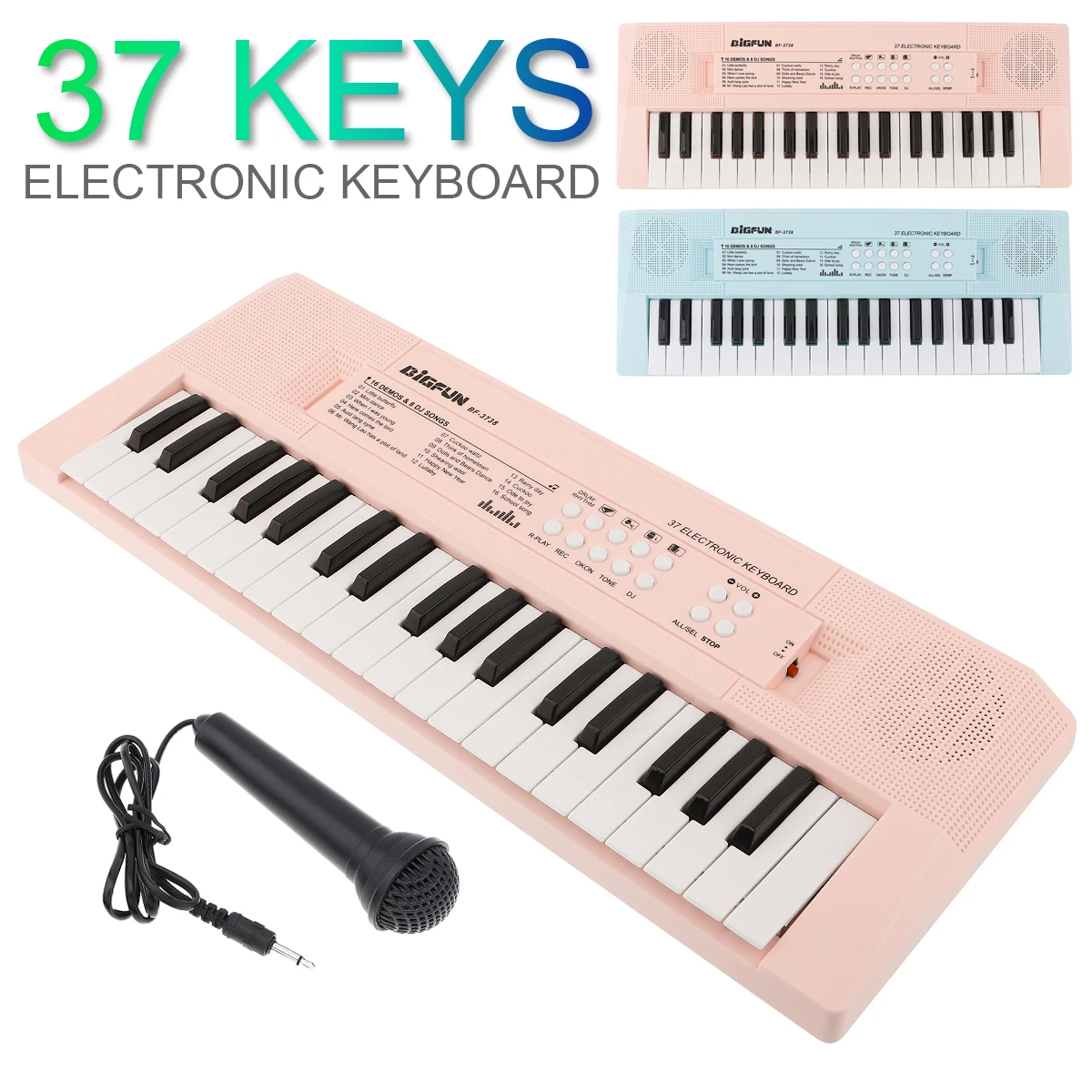 HENG 37 Clefs Piano Electronique Multifonctionnel Jouets /à Clavier Electronique avec Microphone et Tabouret pour Enfants