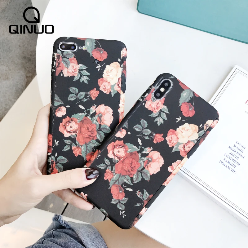 

Retro Flowers Hard PC Phone Case For iphone X XS MAX XR 6 6S 7 8 Plus 5 5S SE Full Body Cover For iphone 7 8 Plus X 10 Slim Capa