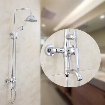 

Shower Faucets high quality with 8 inch shower head bath shower mixer set for bathroom chrome shower faucet taps modern style
