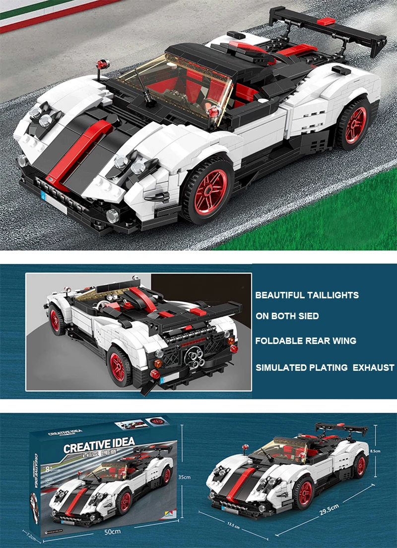 Форма король 13105 Креативная идея серии Pagani Zonda Cinque Roadster Совместимость Moc-22208 конструктор кирпичи игрушки подарки для мальчика