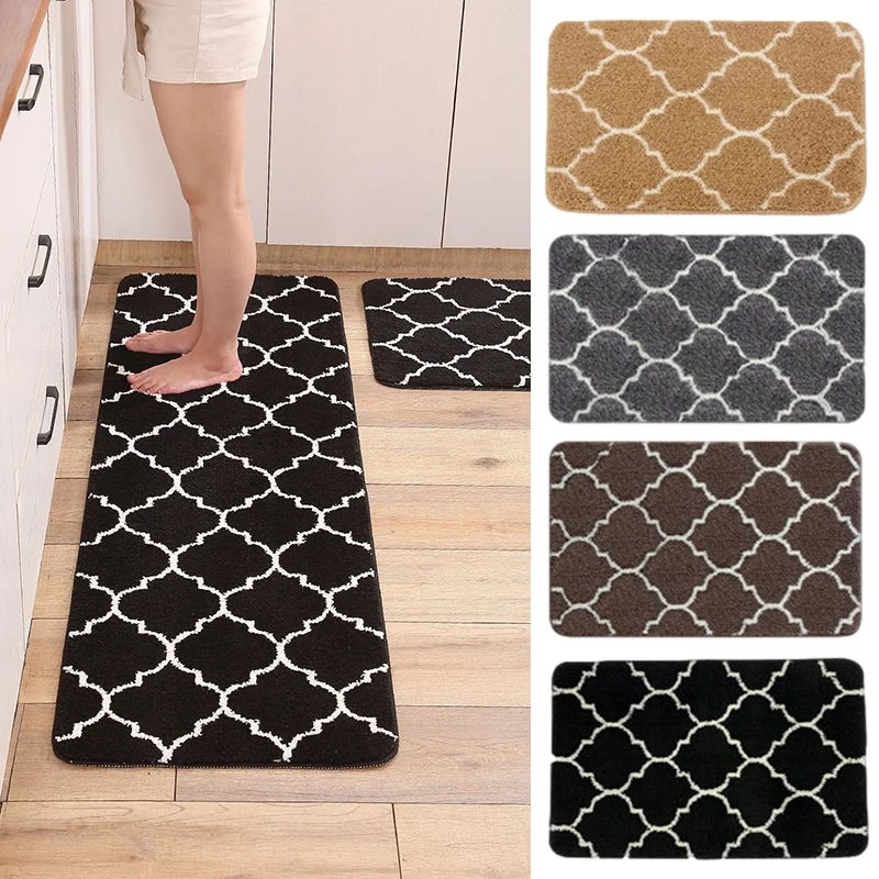 Grey Trellis Non Slip Kitchen Mats & Runners 