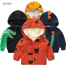 Зимние флисовые куртки для мальчиков; детская одежда с динозавром; От 2 до 10 лет теплая верхняя одежда с капюшоном; ветровка; пальто для маленьких детей