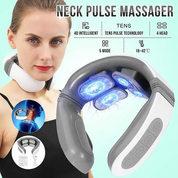 

Electric Tens Unit Pulse Neck Massager Magnetic Pulse Therapy Vertebra Relax Far Infrared Heating Pain Relief