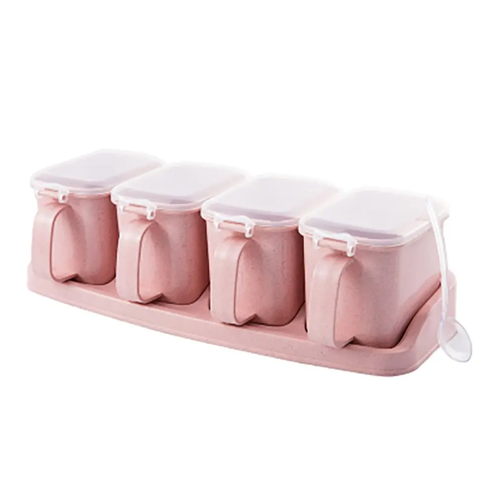 4 слоя в скандинавском стиле многослойная банка для приправ с ручкой сахарный перец банки для соли контейнеры для хранения специй кухонный инструмент 2 вида цветов - Цвет: 4 layers pink