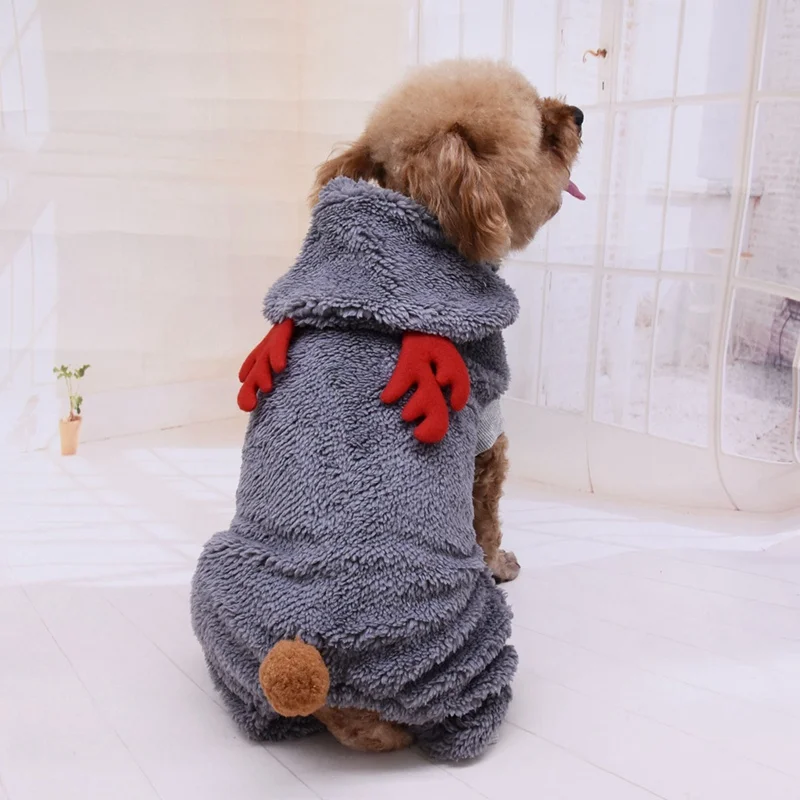 S-2XL, мягкий бархатный комбинезон для собак, зимняя одежда для собак на Рождество, пальто для щенка, костюм для животных, теплая толстовка для собак, одежда с капюшоном на Рождество