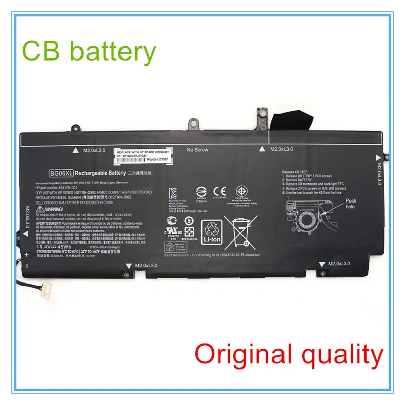 Оригинальное качество ноутбука Батарея BG06XL (11 4 V 45Wh) для 1040 G3 HSTNN-IB6Z 805096-001