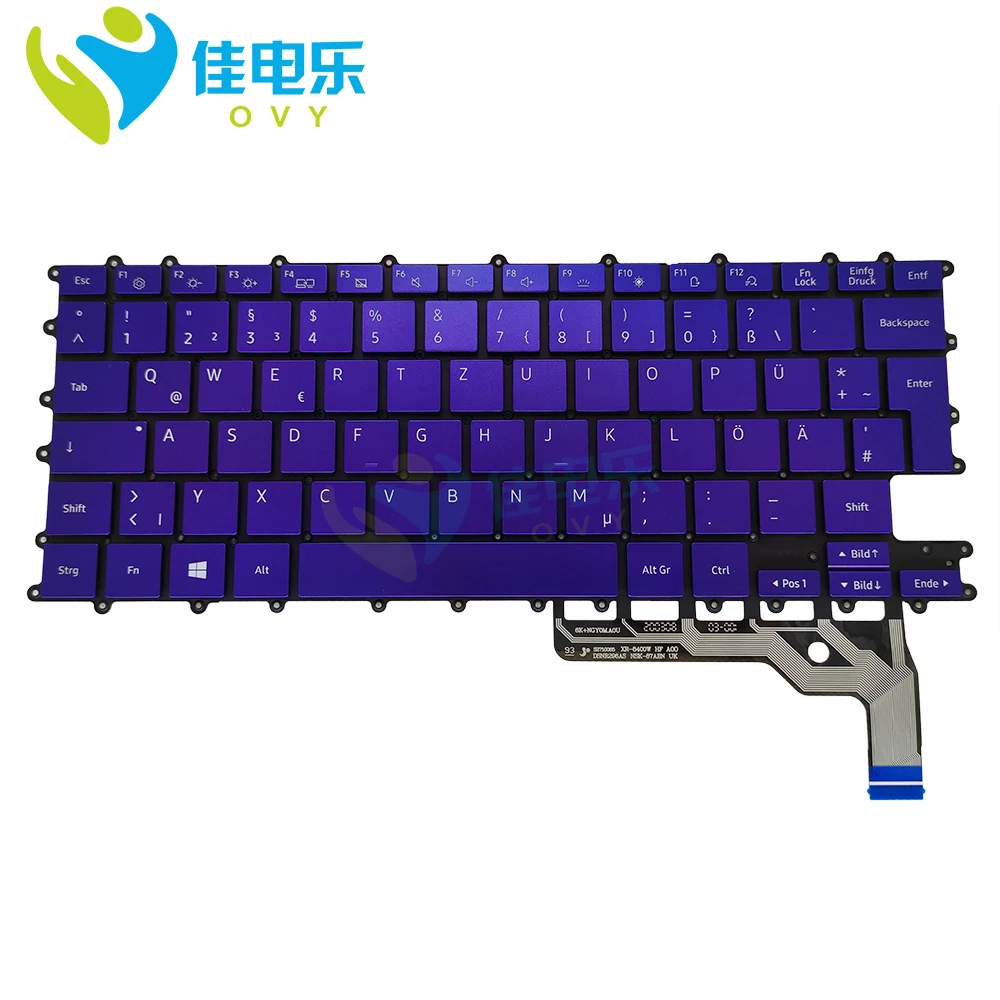 

OVY GR Backlit keyboard for Samsung Galaxy Book Flex NP930QCG K02CN GE German Language blue notebook keyboards DSNR296AS best