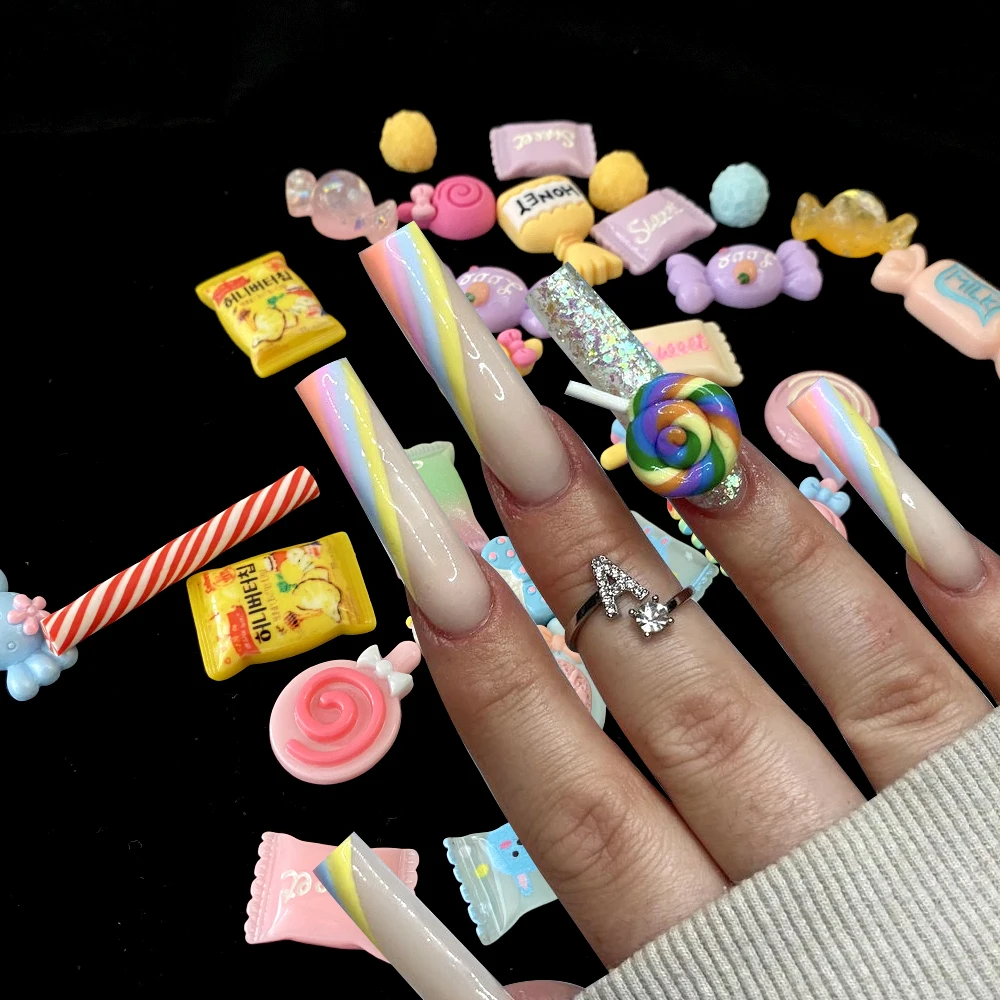 1Bag Mixed Resin Nail Art Charms Sweet Lollipops/Candy/marshmallows/Jelly  Decor Luxury Jewelry Girls Large Nails TOD&332 - AliExpress