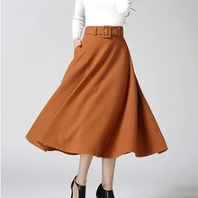 Длинные винтажные зимние юбки для женщин Высокая талия Женская юбка-пачка со складками женская теплая Модная женская макси юбка saias