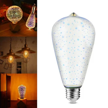 

3D Star LED Lamp RGB E27 Fireworks Effect Edison Bulb Holiday Christmas Party Decor Light GQ999