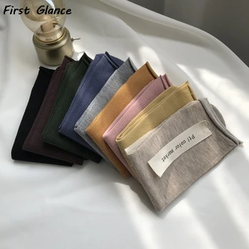 

Socks Women 2020 Autumn New Of The Basic Solid Color Literary Curled Cotton Ladies Socks Trend