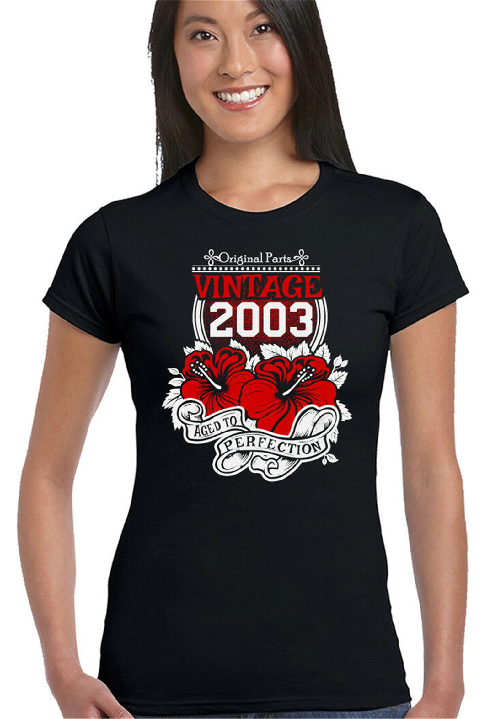Flowers 2003 16Th Birthday Womens Funny T-Shirt 16 Year Old Present customize O Neck Tops Tee Shirt | Мужская одежда