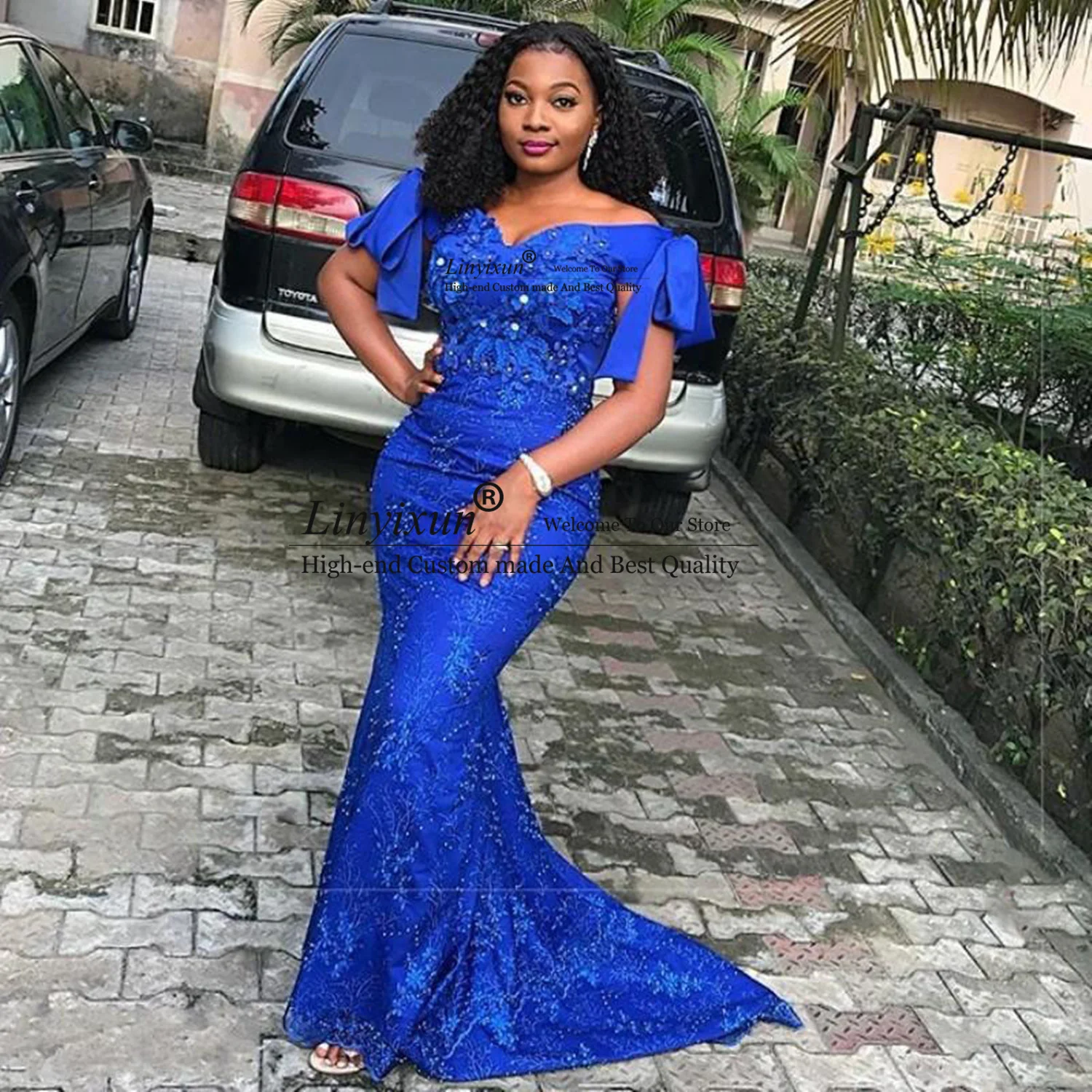 High Quality Navy Lace Ball Gown One Shoulder Evening Gown With Beaded  Sweetheart Neckline, Sweep Train, And One Shoulder Perfect For Prom And  Formal Events From Allanhu, $128.82 | DHgate.Com